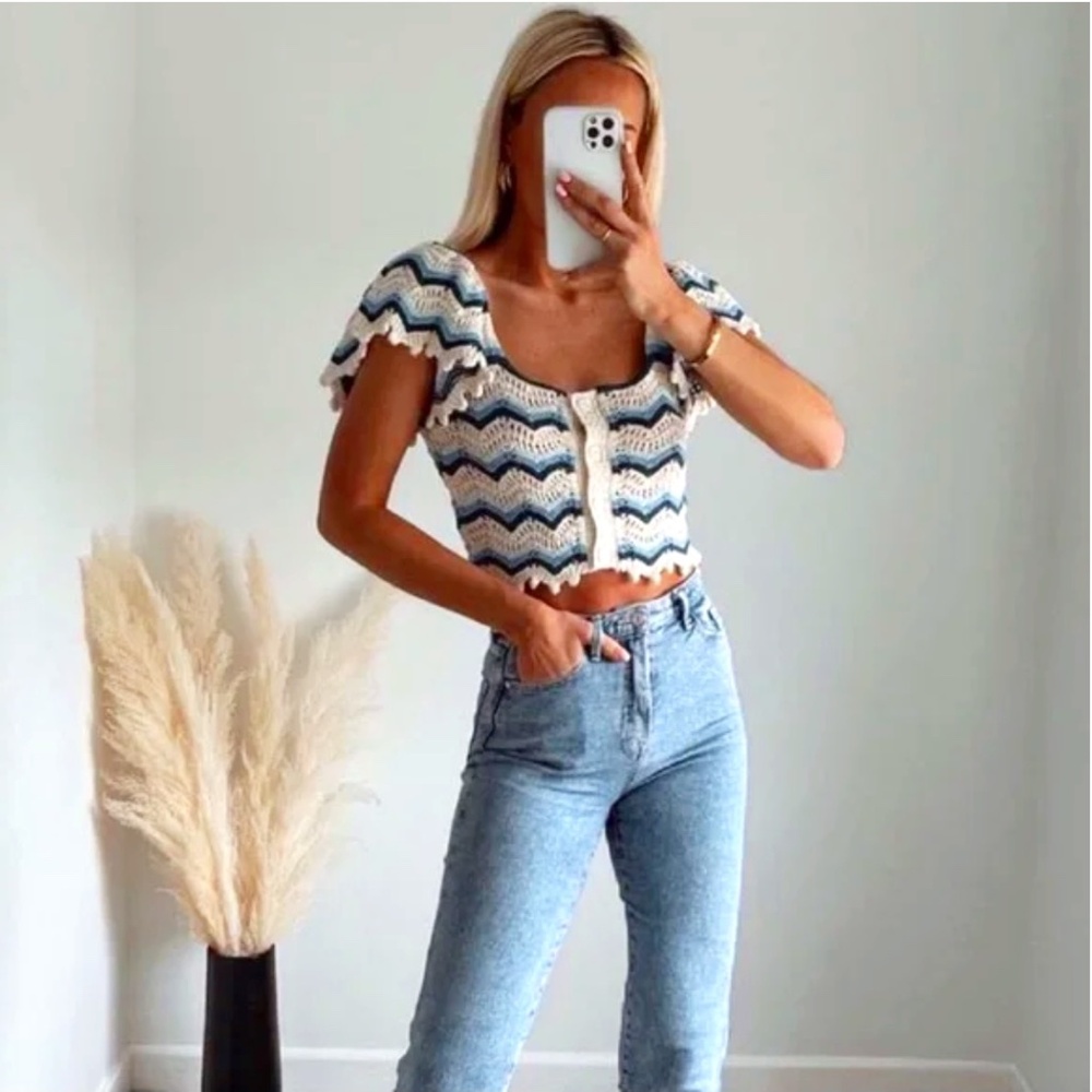 Zara Crochet Knit Top NWT